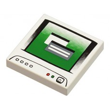Part 3068bpb0062 White Tile 2 x 2 with Computer Monitor Pattern 1, with Black Power Switch Icon